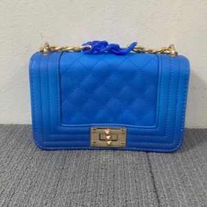 Handbag Small Blue Ombre Faux Leather Quilted Turnlock Purse